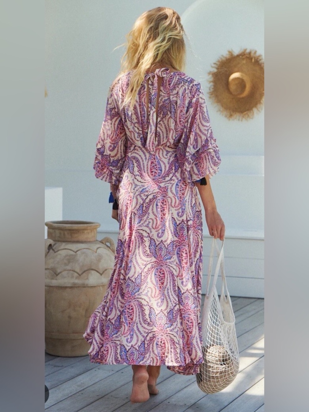 Free People Bohemian Pink & Purple Paisley Maxi Dress - Picture 2 of 6